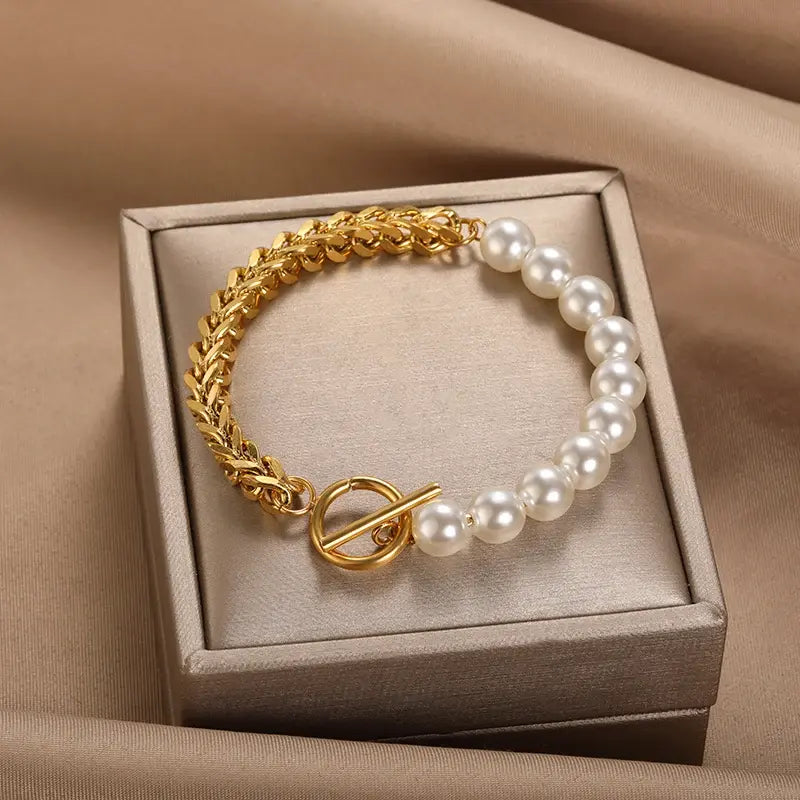 Elegante Armband van Goud en Parels