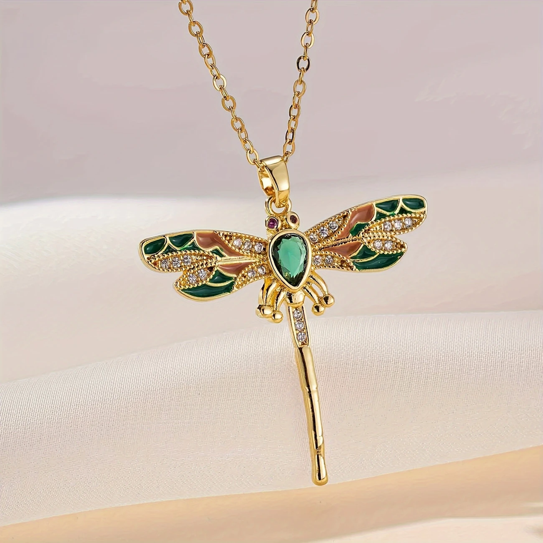 Glow-in-the-dark collier met groene libel