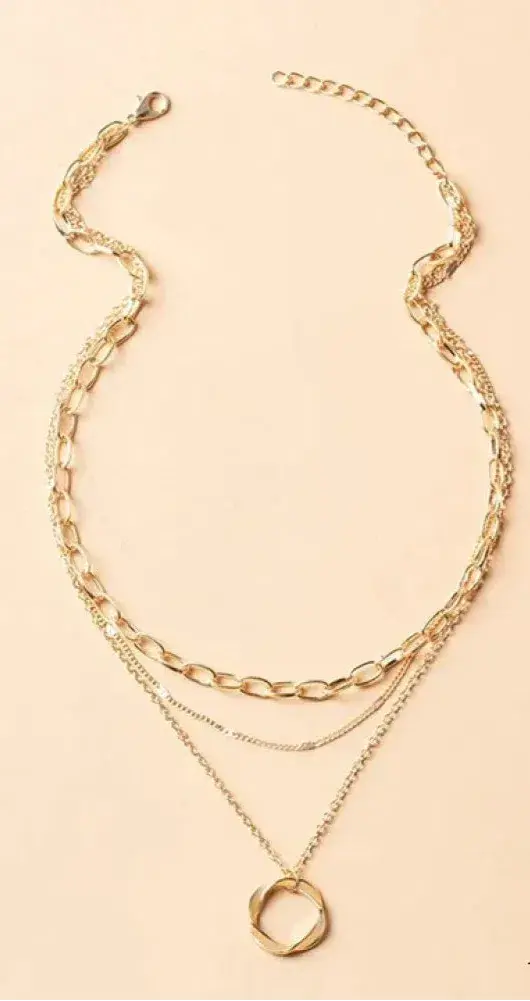 Klassiek gelaagd gouden collier met hanger