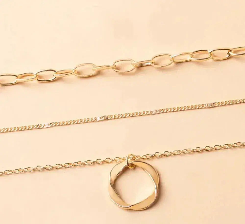 Klassiek gelaagd gouden collier met hanger
